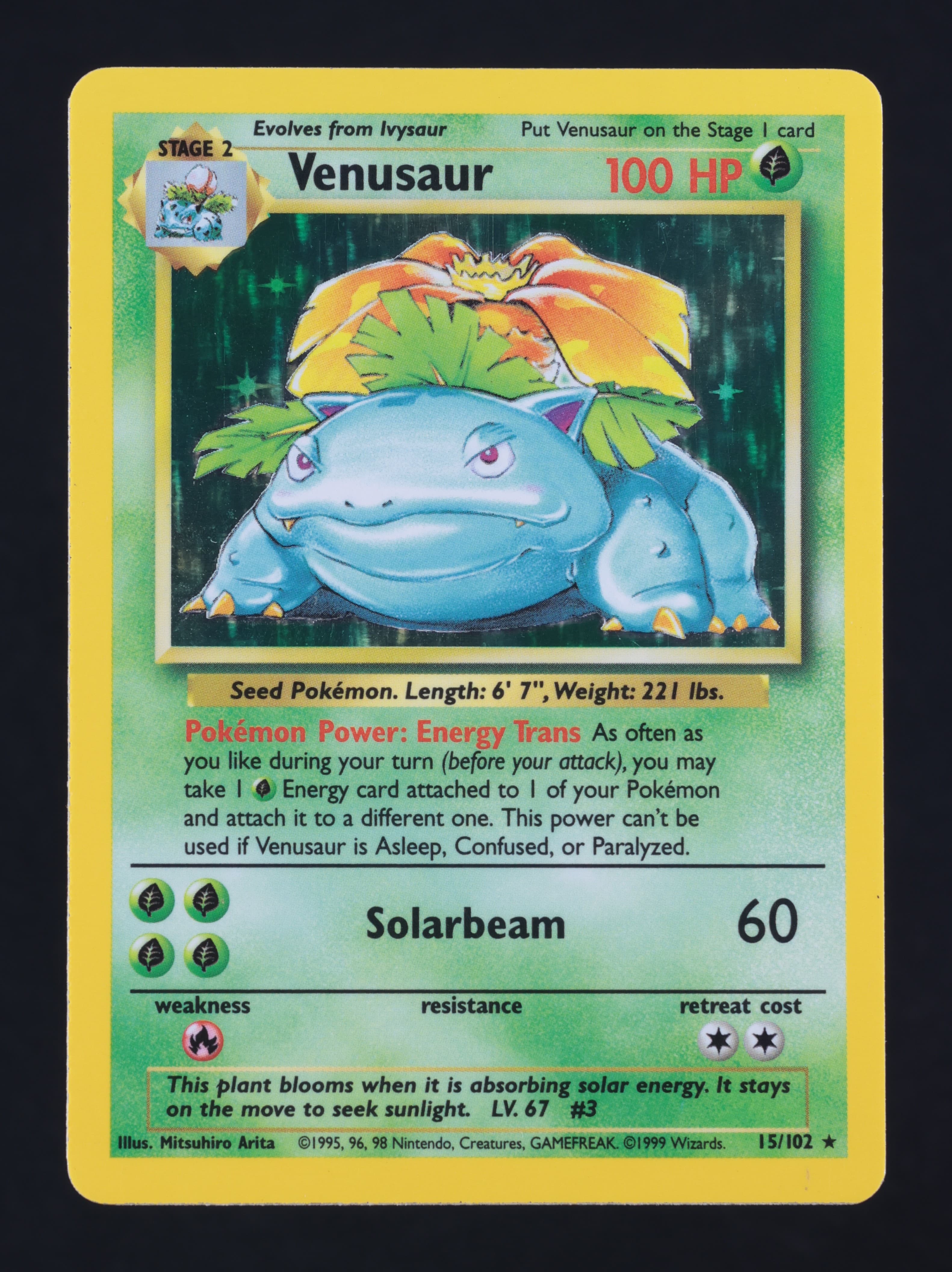 1999 Pokemon Base Unlimited #15 Venusaur, front